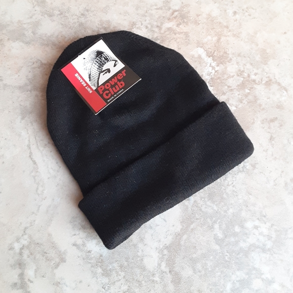Power Club Solid Black Men Beanie - Picture 2 of 2